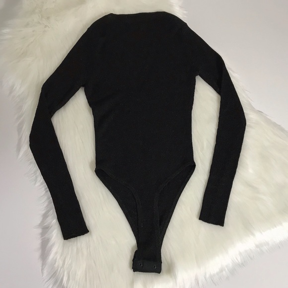 ✨HP✨ VS Plunge Ribbed Shimmer Bodysuit Teddy XS Black - Picture 5 of 10
